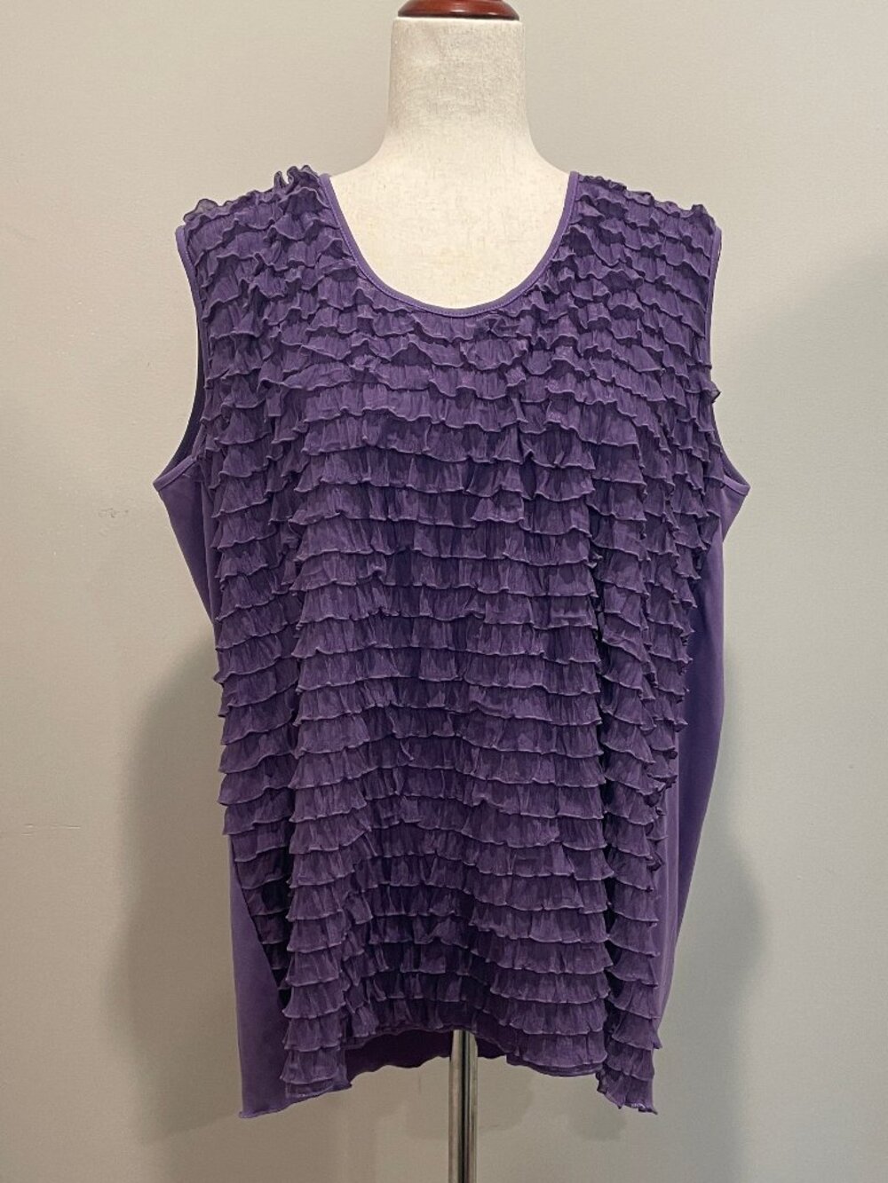 Purple Frilly Tank Top Made in Italy